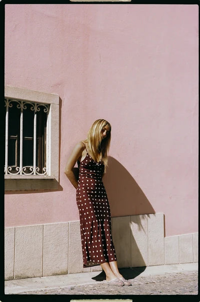 Polka Dot Bias Midi Dress