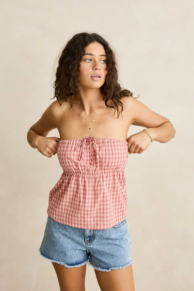 Kirra Check Strapless Top