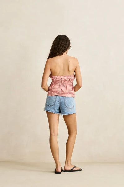 Kirra Check Strapless Top
