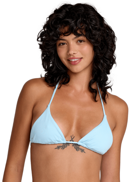 Micro Rib Halter Tri Bikini Top