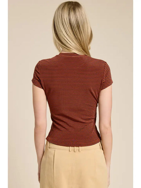 Stripe Baby Tee Short Sleeve Knit T-Shirt