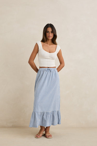 Lola Check Tiered Maxi Skirt