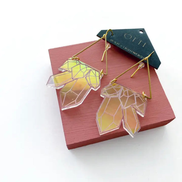 Iridescent 2D Crystal Earring