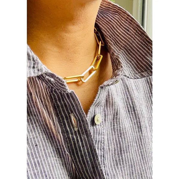 Matte Gold Paperclip Chain Necklace