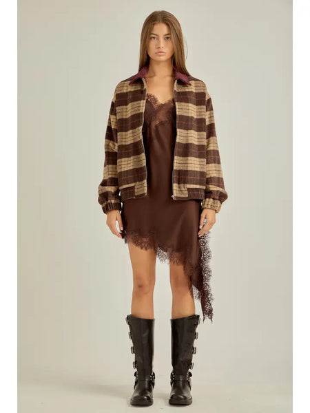 Winter Faux Wool Plaid Jacket