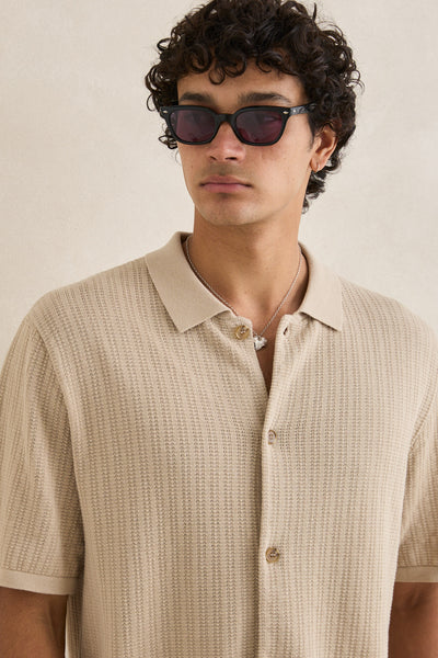 Textured Knit Short Sleeve Shirt