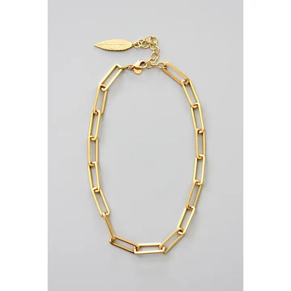Matte Gold Paperclip Chain Necklace