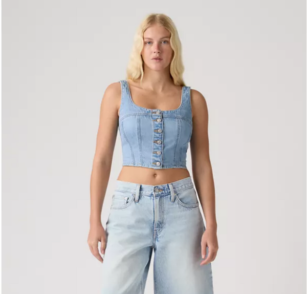 Audra Seamed Denim Tank Top
