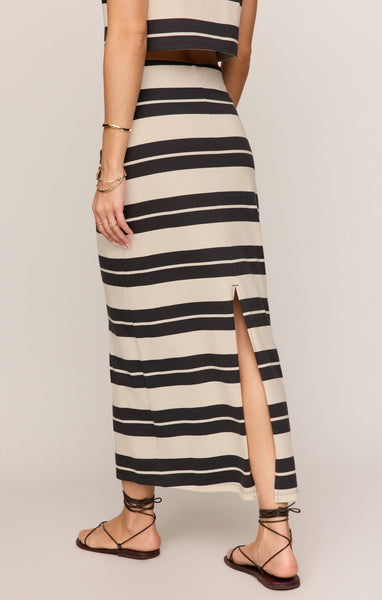 Gail Striped Jersey Midi Skirt