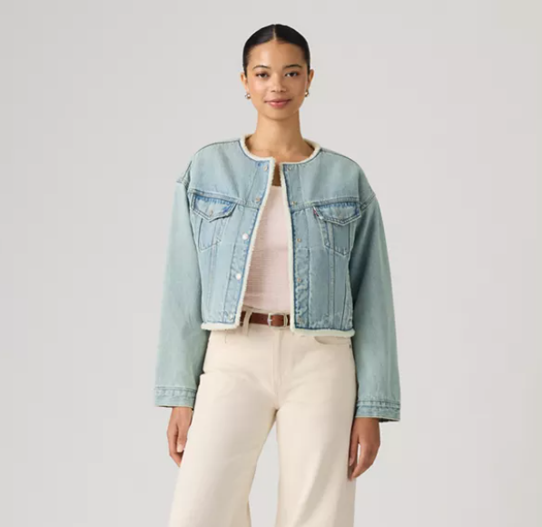 Collarless 90's Sherpa Jacket