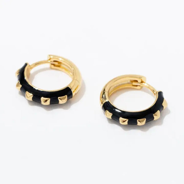Stud Enamel Huggie Hoop Earrings