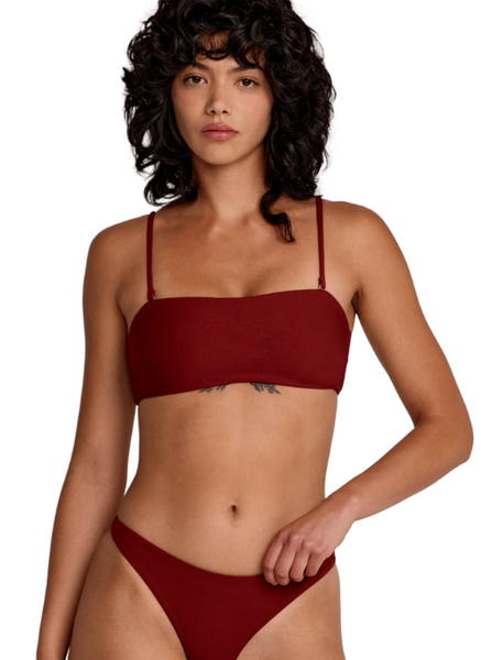 Micro Rib Tube Bandeau Bikini Top