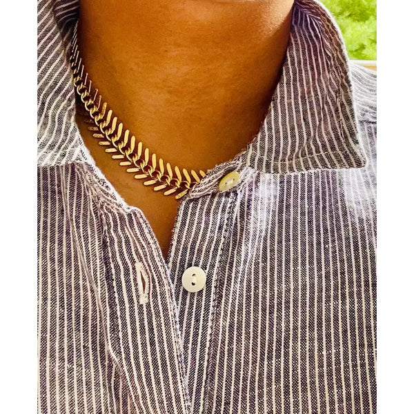Gold Fish Bone Necklace