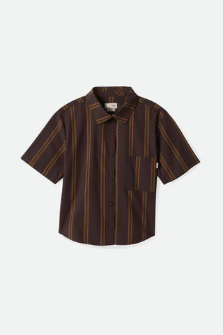 Brixton Sidney Boxy Short Sleeve Woven - Seal Brown
