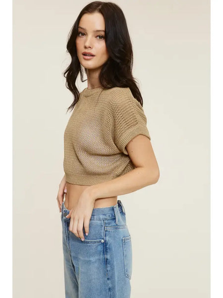 Mesh Knit Crop T-Shirt