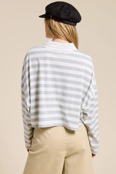 Striped Cropped Polo Shirt