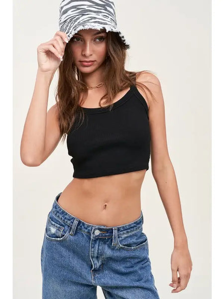Ribbed Crop Basic Tank Top