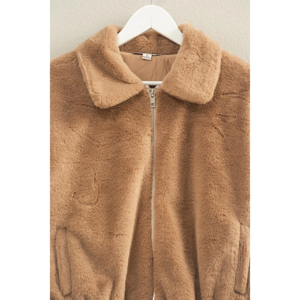 Faux Fur Zip Up Jacket