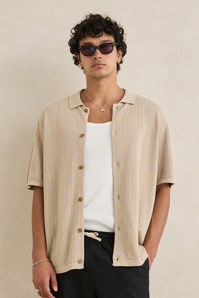 Textured Knit Short Sleeve Shirt