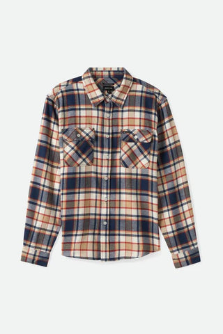 Brixton Bowery Long Sleeve Flannel - Washed Navy/Barn Red/Off White