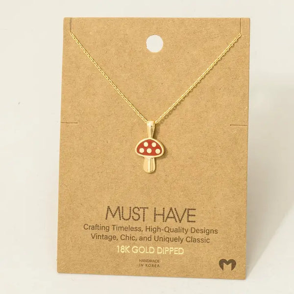 Red Mushroom Pendant Necklace