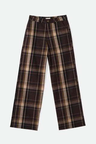 Brixton Victory Full Length Wide Leg Pants - Seal Brown/Bright Gold