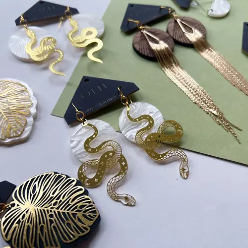 OTTI Gold Snake Earrings