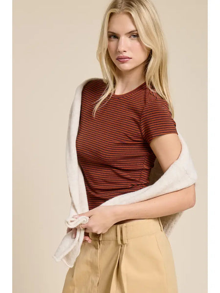Stripe Baby Tee Short Sleeve Knit T-Shirt
