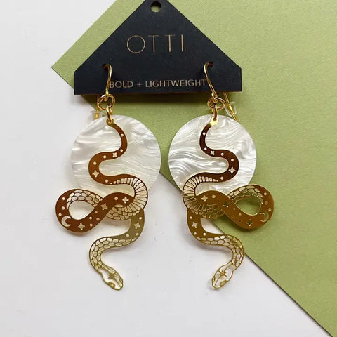 OTTI Gold Snake Earrings