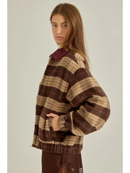 Winter Faux Wool Plaid Jacket