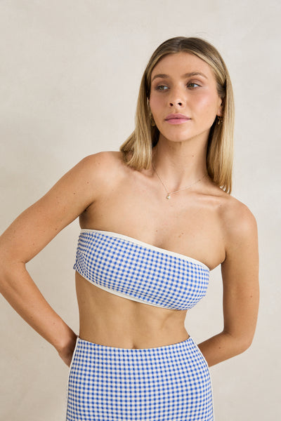 Capri Check Bandeau Bikini Top