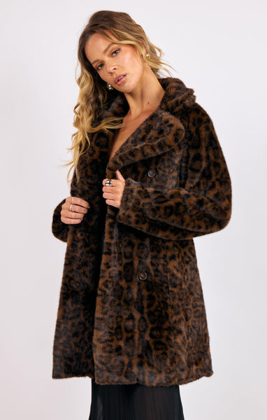 Margot Leopard Faux Fur Coat