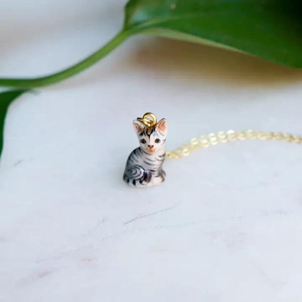Tiny Sooki Grey Cat Necklace