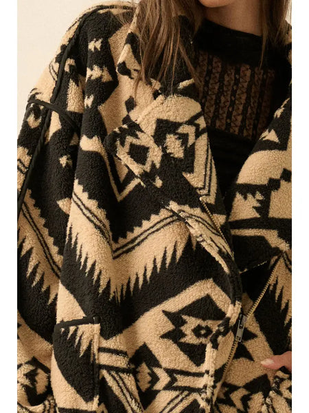 Geometric Sherpa Fleece Jacket