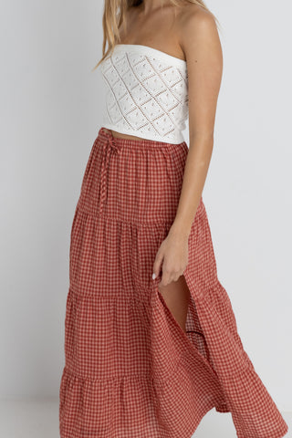 Lola Check Maxi Skirt - Red