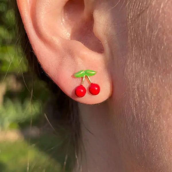Mini Cherry Stud Earrings