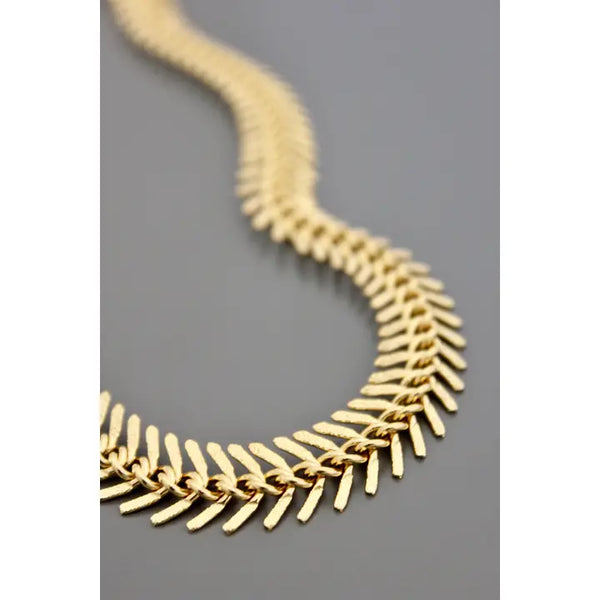 Gold Fish Bone Necklace