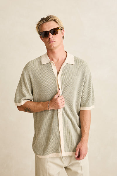 Hi Lo Knit Button Up Shirt