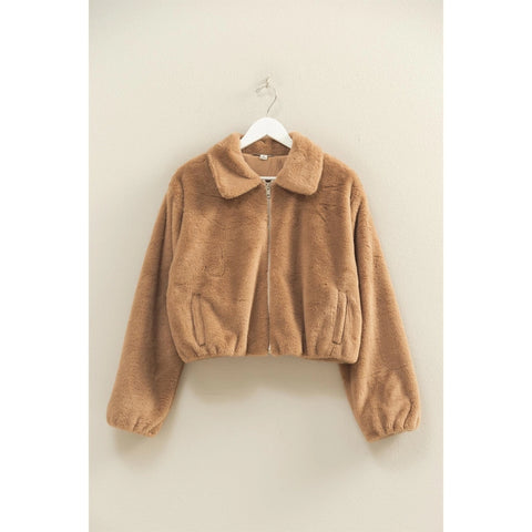 Faux Fur Zip Up Jacket