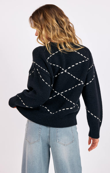 Guest List Contrast Stitch Sweater