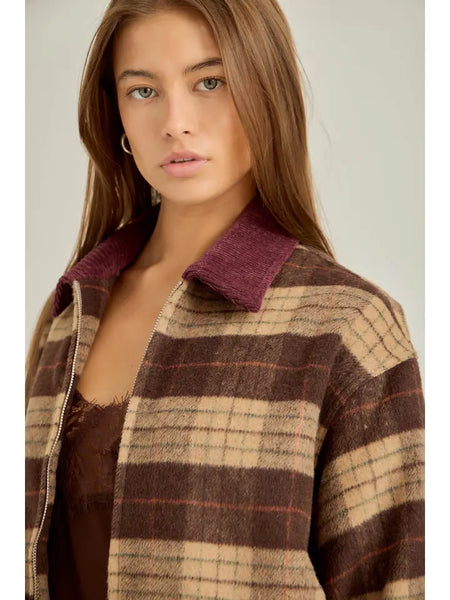 Winter Faux Wool Plaid Jacket