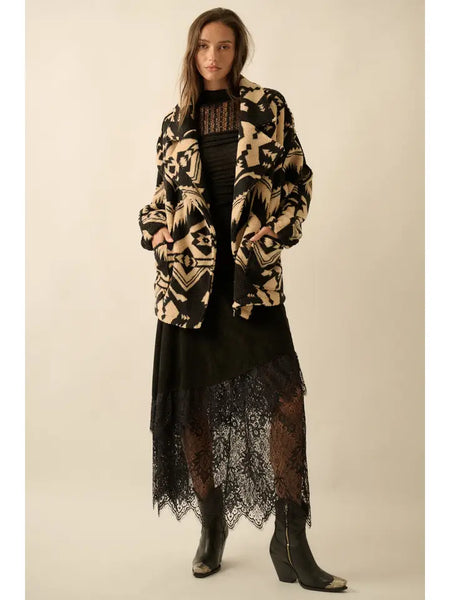 Geometric Sherpa Fleece Jacket