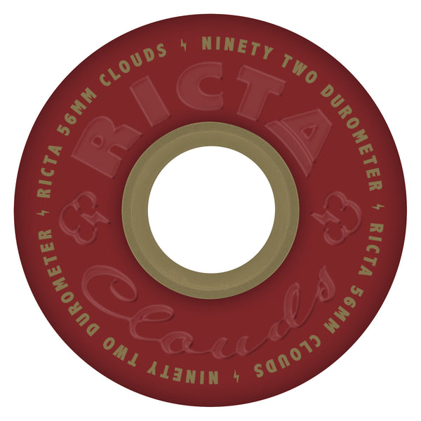 Clouds Maroon Gold Skateboard Wheels