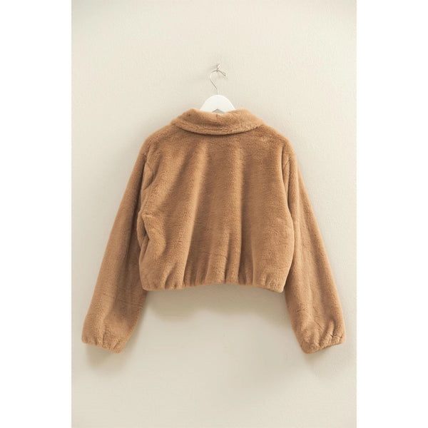 Faux Fur Zip Up Jacket