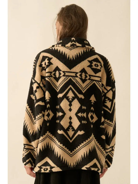 Geometric Sherpa Fleece Jacket