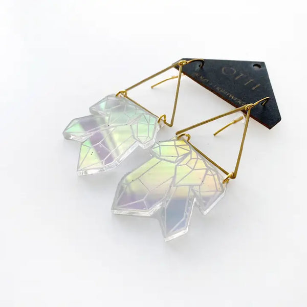 Iridescent 2D Crystal Earring