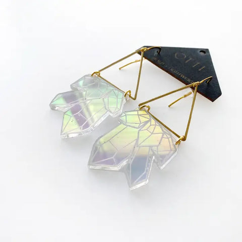Iridescent 2D Crystal Earring