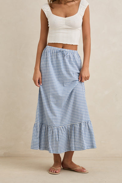 Lola Check Tiered Maxi Skirt