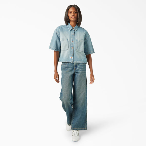 Cropped Denim Work Shirt