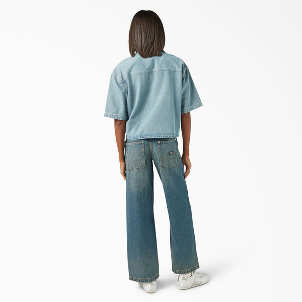 Cropped Denim Work Shirt